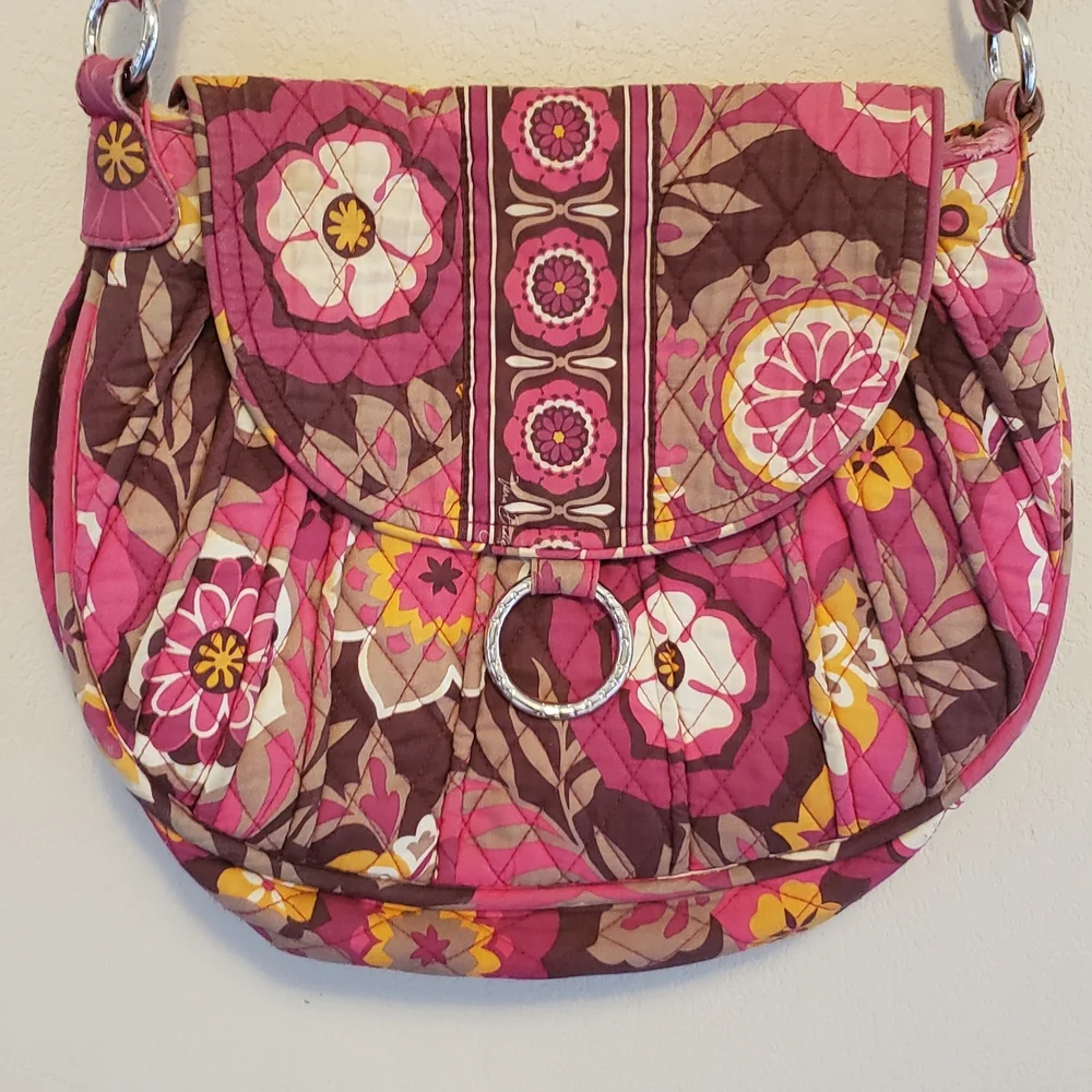 Vera Bradley Pink and Brown Floral Shoulder Bag‎